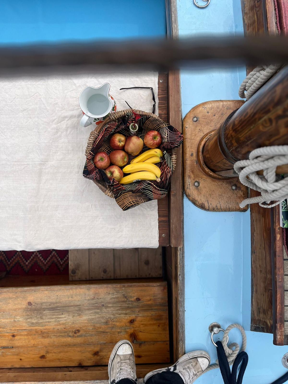 Fruit basket on the deck table